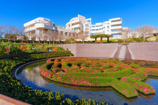 Los Angeles, California - January 8, 2026: The Getty Center Central Garden and Museum in Los Angeles