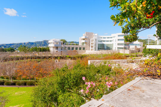 Los Angeles, California - January 8, 2026: Lush Landscape View At The Famous Getty Center In Los Angeles