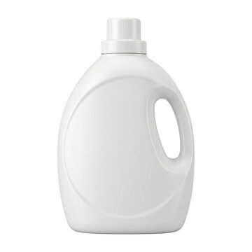 Blank white plastic laundry detergent bottle with handle