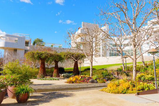 Los Angeles, California - January 8, 2026: Beautiful Garden Area At The Getty Center In Los Angeles Area