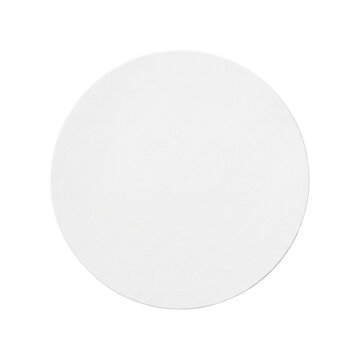Blank white circular paper coaster isolated on black