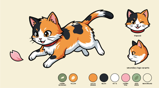 Cartoon Calico Cat Illustration.