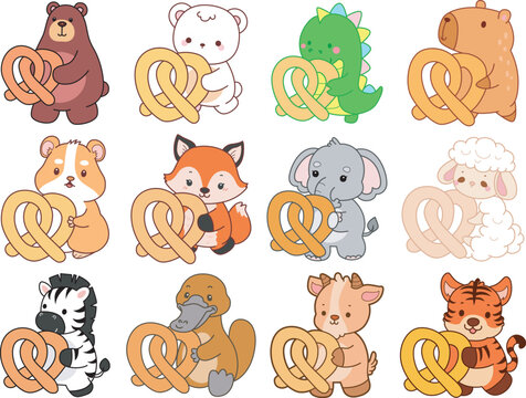 Cute wild animal elements icon. Fluffy pet stickers. Animals 
