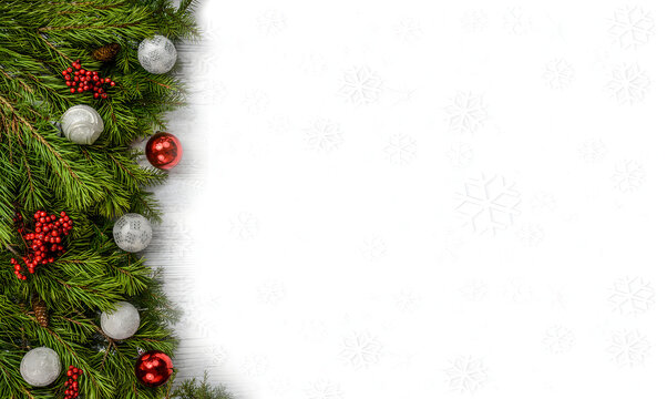 Christmas pine branch decorative border