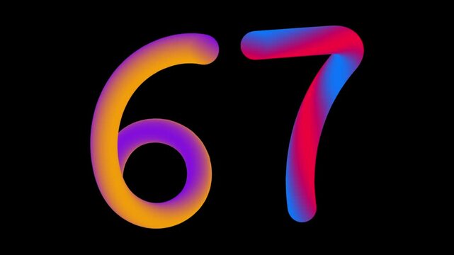 Viral six seven 67 social media meme trend colorful fluid gradient abstract background. Video animation Ultra HD 4K 3840x2160