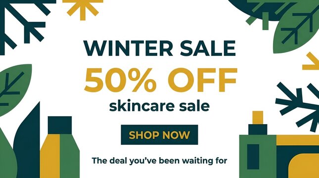 Winter Sale Advertisement for Skincare Products Discount.