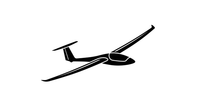 Modern sleek glider aircraft in mid flight silhouette view.