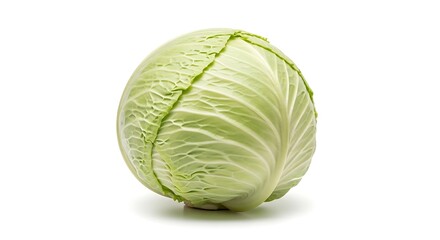 Fototapeta premium Fresh green cabbage on white background.