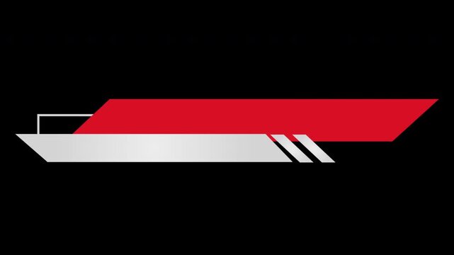 4K dynamic lower third animation on a black background with futuristic red and silver design. Modern lower third for TV news, broadcast graphics, information bars, and news channel.