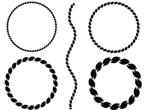 
Set of round nautical rope frames in various thicknesses, ideal for creating borders and decorative elements. Collection includes braided rope circles and editable rope brushes. 
