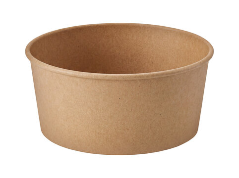 Blank Brown Paper Food Container Isolated on Transparent Background &ndash; Eco Friendly Takeout Bowl