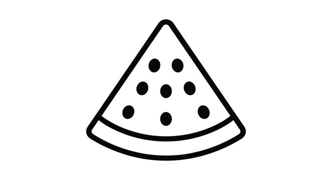 watermelon slice icon black and white line art