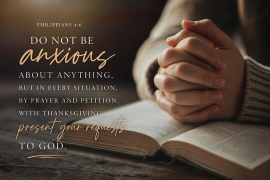 Embrace Divine Guidance Through Prayer and Gratitude: Philippians 4:6 Scripture Typography Poster Design