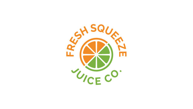 Fresh Squeeze Juice Co Logo Design with Citrus Fruit Icon