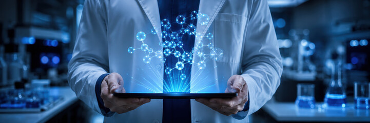 Naklejka premium AI powered drug discovery and pharmaceutical research concept