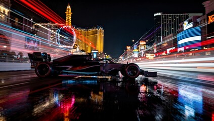 Obraz premium Abstract Motion Blur of a Formula 1 Car in Las Vegas