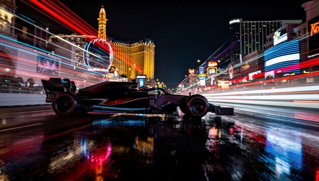 Abstract Motion Blur of a Formula 1 Car in Las Vegas