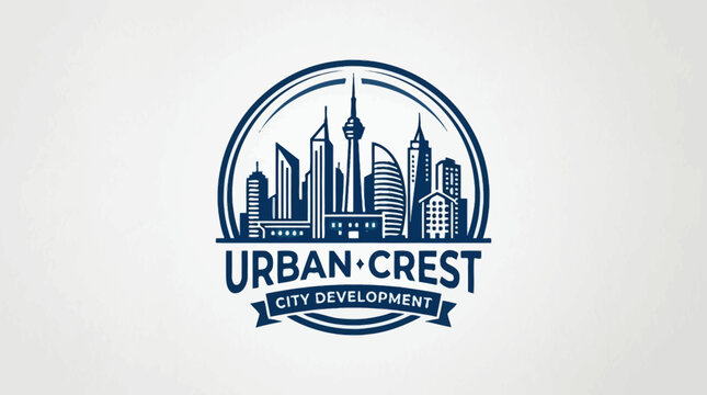 Illustration of urban crest city skyline with modern buildings and cityscape
