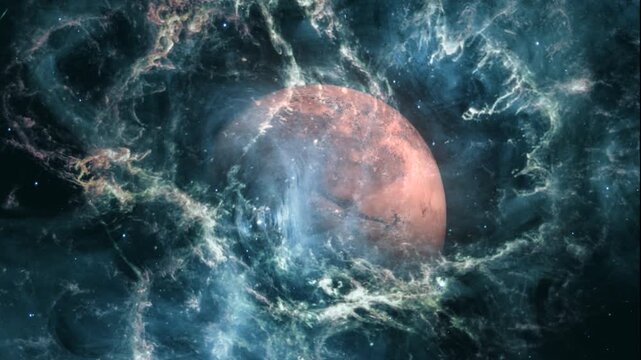 Mysterious Giant Planet Inside the Crab Nebula Supernova Remnant v.2.
A visualization of a massive, unknown exoplanet drifting through the ionized gas and intricate dust structures of the Crab Nebula
