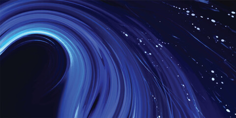 Abstract blue space vortex background with stars glowing light waves and spiral energy motion design © Midul