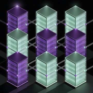 Vertical arrangement of interconnected data blocks in a digital network with artificial intelligence big data cloud computing data analytics data flow data visualization digital transf