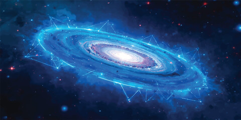 Abstract space galaxy background with glowing stars nebula and cosmic universe sky in dark blue night cosmos scene © Midul