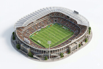Isometric view of a crowded soccer stadium © Kate Songchai