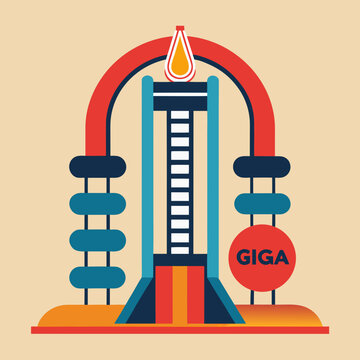 Stylized Giga Rollercoaster Ride in Amusement Park