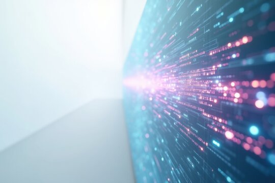 Abstract blue and pink digital data stream representing high speed connectivity