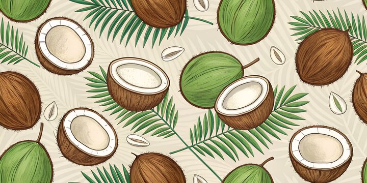 seamless pattern with coconuts