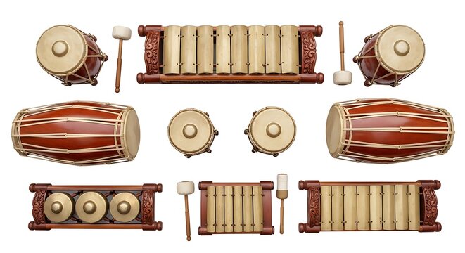 Percussion instruments for music making.