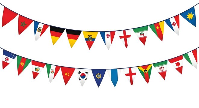 International flag bunting for multicultural celebrations and events