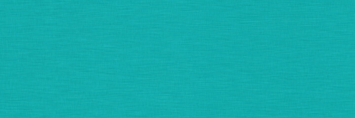 Fototapeta premium Turquoise Teal Linen Fabric Texture Banner, Cyan Aqua Blue Canvas Pattern, Solid Textured Textile Cross Hatch Panoramic Background for Web Header Design
