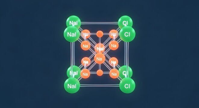 Molecular Structure of Sodium Chloride Crystal Lattice