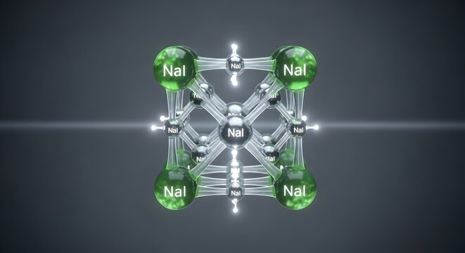 Molecular structure of sodium chloride under bright light