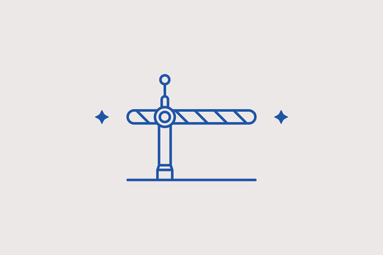 Railroad crossing gate barrier line icon for automated safety checkpoints. Secure vector illustration for city traffic regulations or infrastructure management.