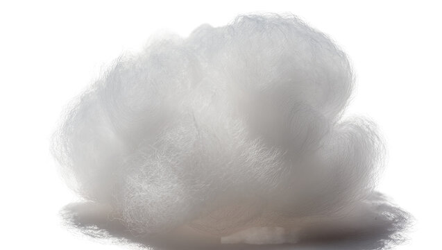 Fluffy white cotton ball soft texture, isolated on transparent background