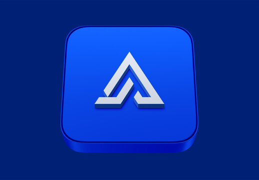 Modern Blue 3D App Icon Mockup