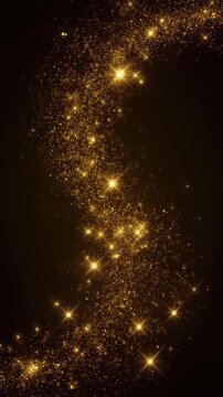 輝くゴールド星屑が流れる背景