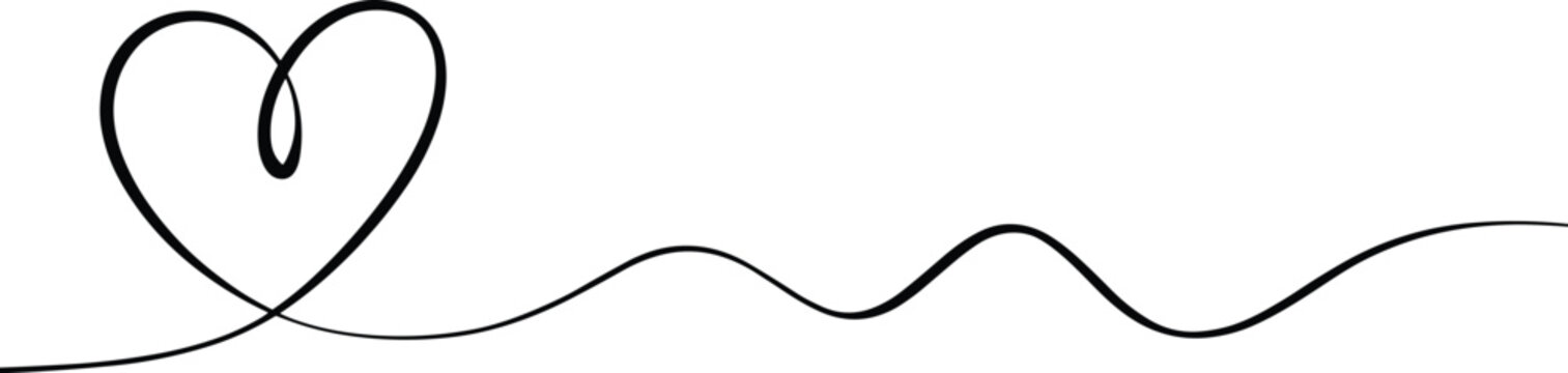 Continuous line drawing of heart, minimalist single line art work for valentine day, wedding invitation, romantic concept, 18 words, 131 characters