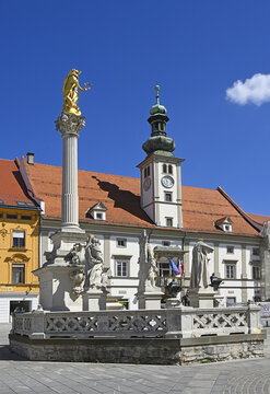 Maribor - Main square with the old town hall of the old town, Slovenia