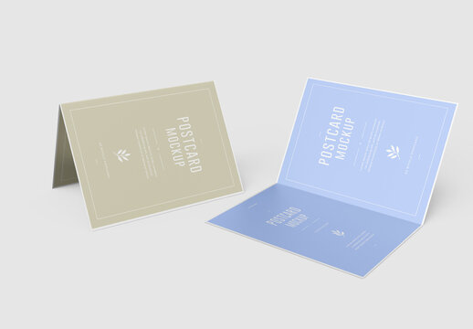 Folded Postcard Mockup Set