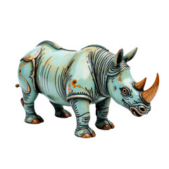 Fototapeta premium A sculpture of a rhino on a plain white background