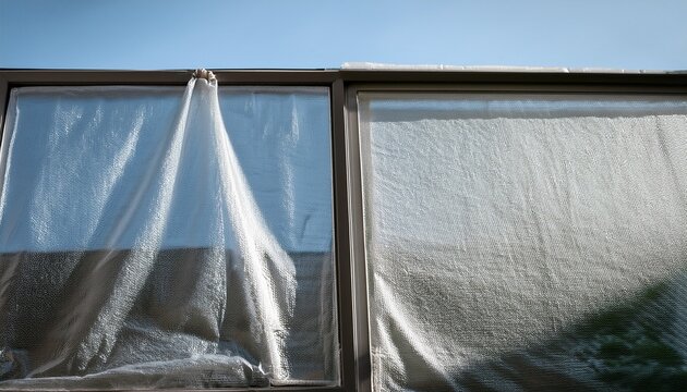 Covering Tarpaulin Or Protective Film In Front Of A Window