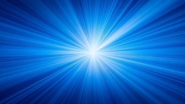 Abstract blue and white radial light trails with motion speed effect