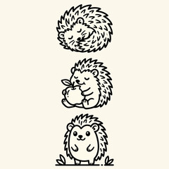 Naklejka premium Cute hedgehog cartoon character designs.