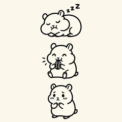 Obraz premium Cute Hamster Expressions and Emotions.