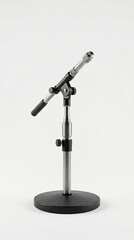 Fototapeta premium Minimalist, Professional, Studio, Desk, Microphone, Stand, Mockup, Clean, White, Background, Commercial, Audio, Equipment, Modern, Technology, Podcast, Recording, Setup, Realistic, Lighting, Space, 