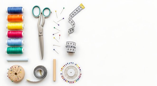 Sewing tools and supplies on table.