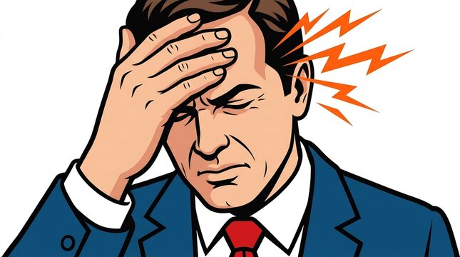 Headache and migraine tension affecting a professional man